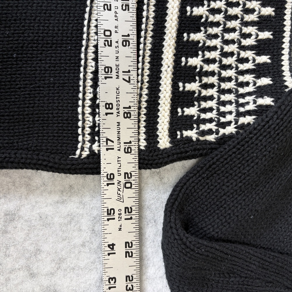 Chaps Men’s Black Knit Quarter Zip 1/4 Sweater Size M Winter Pullover Patterned - Picture 5 of 7